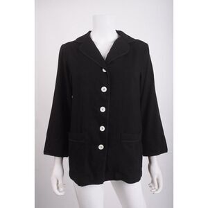 Sleeper Womans Lounge Pajama Top PJS Shirt Size XL Black Button Front NWT